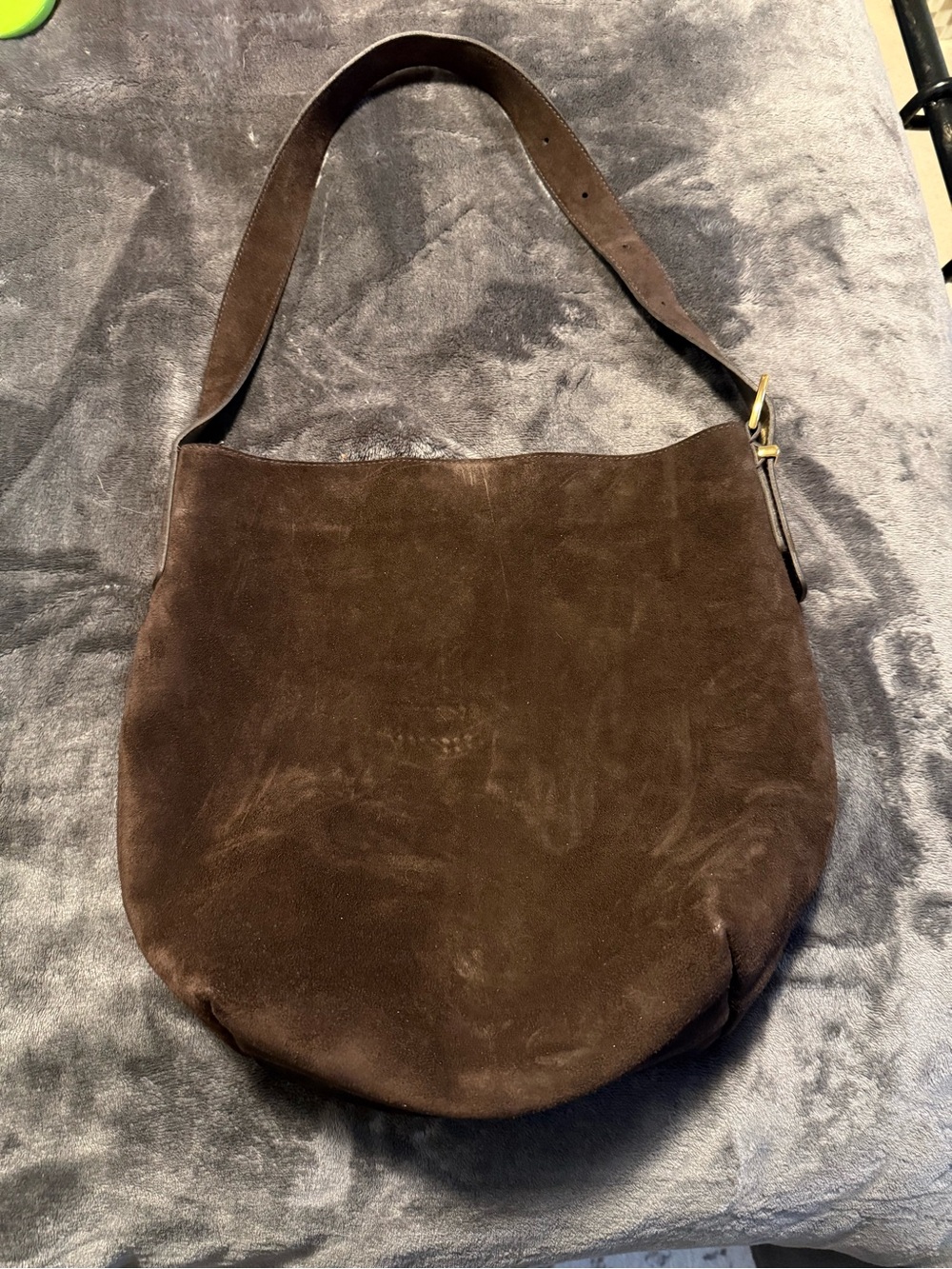 Madewell Dark Brown Suede Shoulder Bucket Bag
